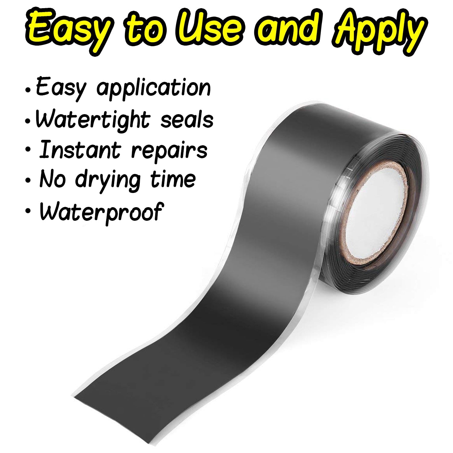 Easy-to-use waterproof tape for emergency fixes. Easy-to-use waterproof tape for emergency fixes.